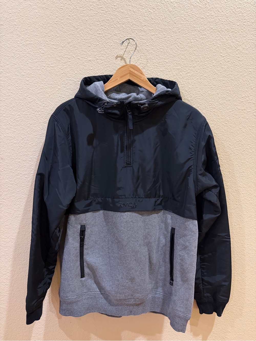 RVCA Black and Gray Sherpa-Lined Hoodie
